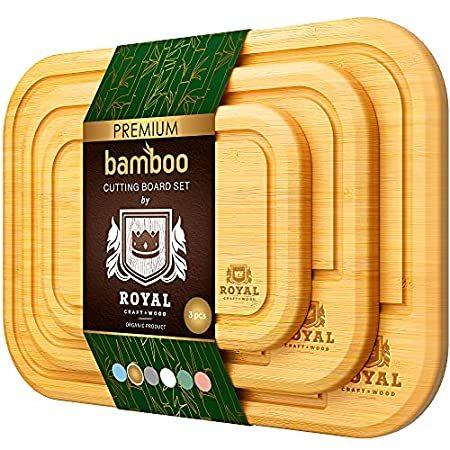 最適な材料 竹製まな板セット 汁受け溝付き 肉やチーズや野菜を切るためのまな板並行輸入品 キッチンまな板 ナチュラル - (3点セット) まな板