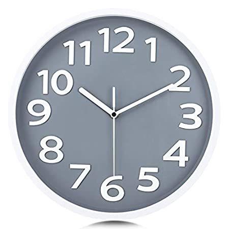 色々な Lafocuse Modern Rock Gray Wall Clock 12 Inch Silent Clocks with Large 3D Ra並行輸入品 掛け時計、壁掛け時計