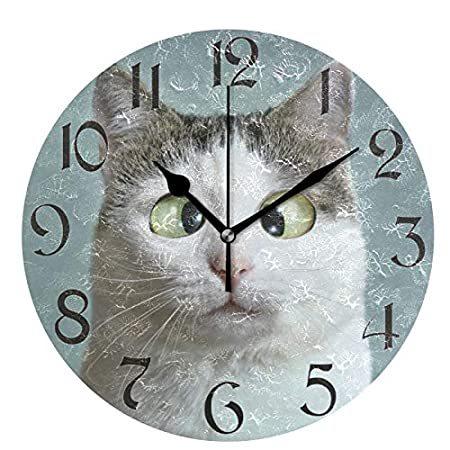 当季大流行 静音 10インチ 電池式 面白い猫の壁掛け時計 カチッと音が出ない (スモ並行輸入品 キッチン 学校 オフィス ホーム リビングルーム 静かなデスククロック装飾 掛け時計、壁掛け時計