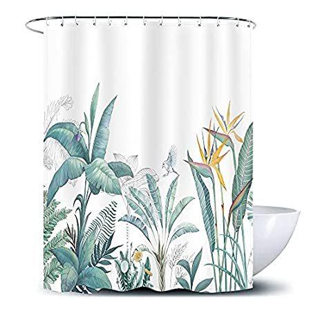 人気の新作 D M Tropical Fo並行輸入品 Curtain Leaf Palm Green Jungle Hawaii Curtain Shower Plants シャワーカーテン Payswif Vc