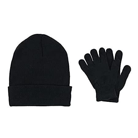 とっておきし福袋 and Cap Cuff Beanie Solid Men's Extreme Polar Matching Black並行輸入品 Set, Gloves マフラー