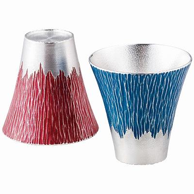 錫製富士山タンブラー180ml(小)青朱ペア fut-1-2P 内祝い お返し 出産内祝 結婚内祝 快気祝い 香典返し お供え
