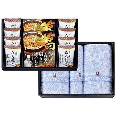 内祝い コンビネーションギフト たん熊北店 鶏釜めしの素・フリーズドライ＆はなみずき 今治タオルセット MT22-B2F1