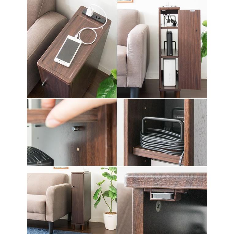 ルーター 収納 幅16cm 扉付き まとめ買い特価 おしゃれ スリム サイドテーブル ラック ルーター隠し 収納ボックス コンセント付き 薄型 ブラウン 隙間 Rk 160 ボックス