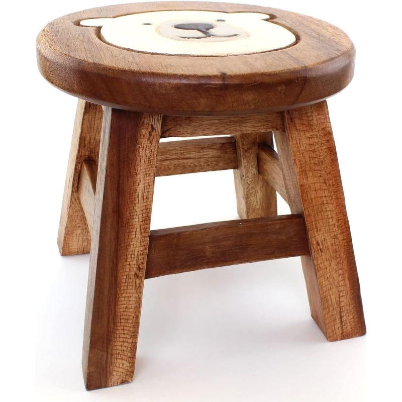 木製 イス 椅子 ナチュラル雑貨 ラウンドスツール ハワイアン 雑貨 (シロクマ)