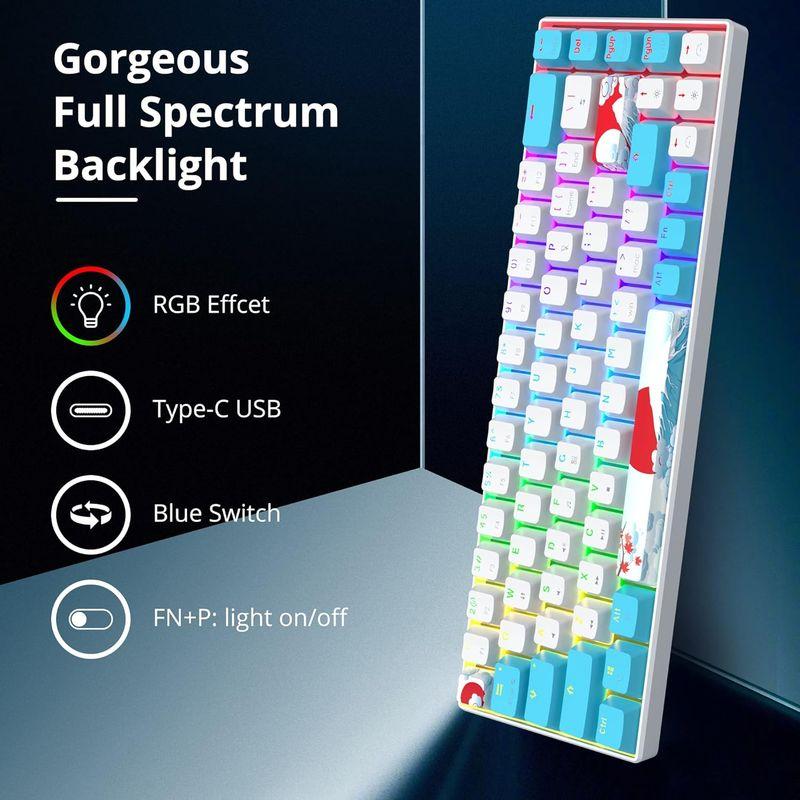 65％のメカニカルゲーミングキーボード、RGBバックライト付きコンパクト68キーの有線オフィスキーボード、赤軸スイッチ、Win/Mac/PC｜ageha-shop｜04