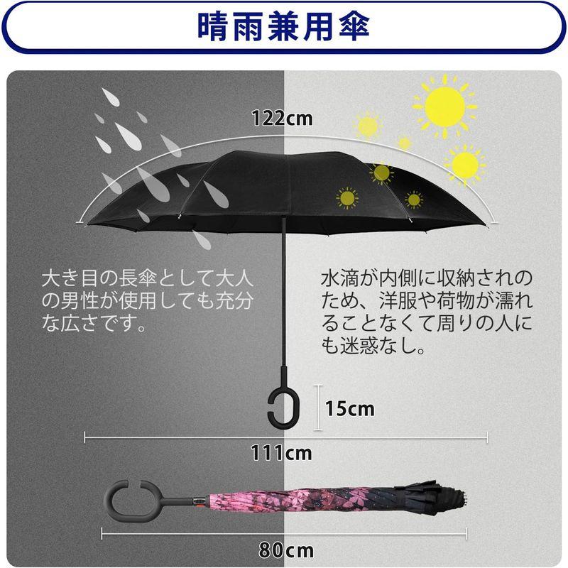 YOKITOMO 長傘 レディース 逆さ傘 丈夫 撥水 内外２枚の布の構成で耐風 熱中症対策 遮光 遮熱効果 閉じると自立可能 晴雨兼用傘｜ageha-shop｜07