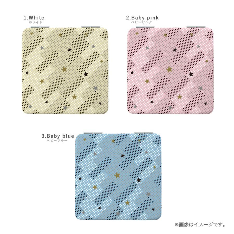 コンパクトミラー 手鏡 両面印刷 ダブルミラー 四角型 拡大鏡