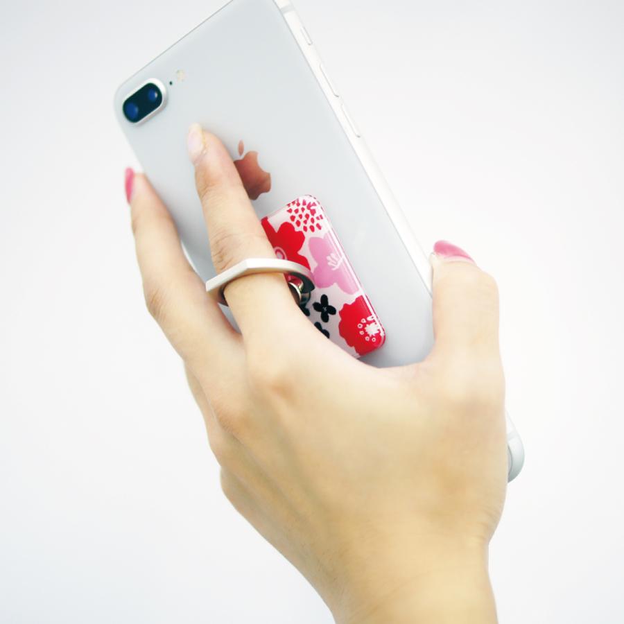 スマホリング スマホスタンド バンカーリング 名入れ 木目 花 フラワー 鳥 名前入り | ブランド登録なし | 08