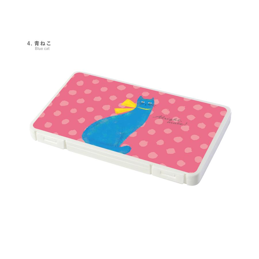 マスクケース 日本製 抗菌 持ち運び 軽量 コンパクト おすましねこ ネコ 水玉 アニマル ブルー | ブランド登録なし
