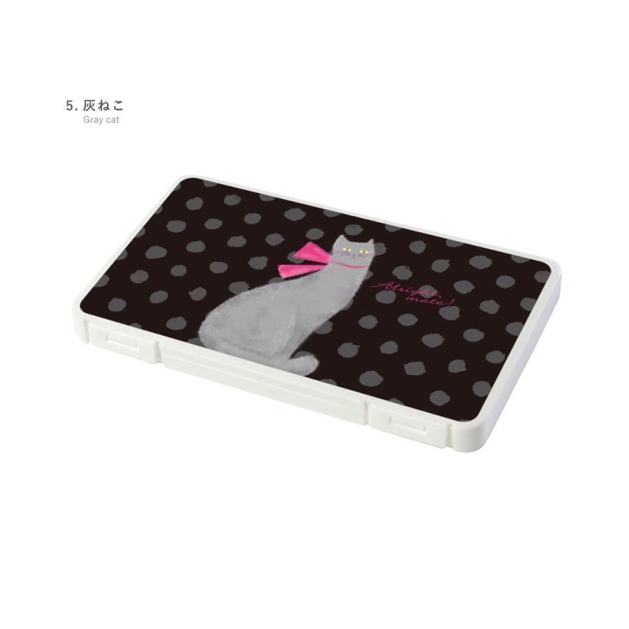 マスクケース 日本製 抗菌 持ち運び 軽量 コンパクト おすましねこ ネコ 水玉 アニマル グレー | ブランド登録なし