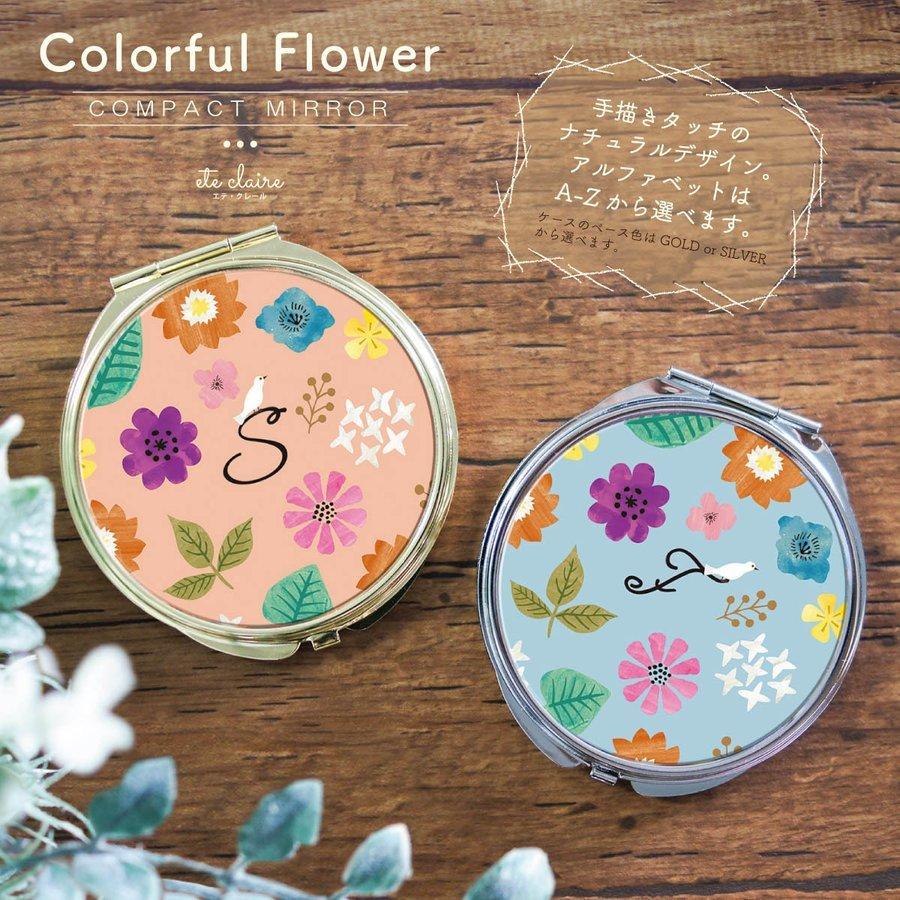 青い花柄 　コンパクト　両面ミラー 　丸い　薄い　軽い　かわいい 青い花柄 コンパクト 両面ミラー 丸い 薄い 軽い かわいい 楽天