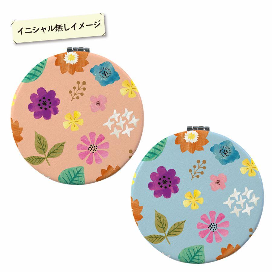 青い花柄 　コンパクト　両面ミラー 　丸い　薄い　軽い　かわいい 青い花柄 コンパクト 両面ミラー 丸い 薄い 軽い かわいい