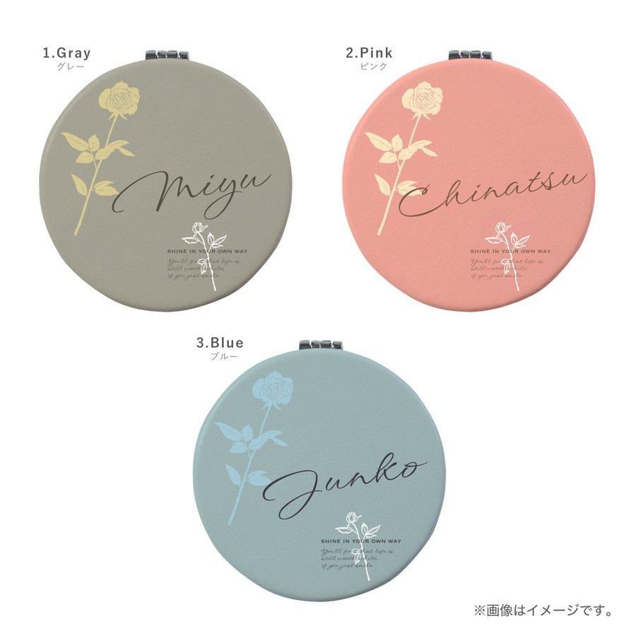 コンパクトミラー 手鏡 名入れ 両面印刷 ダブルミラー 丸型 拡大鏡 花