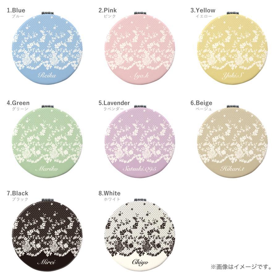 コンパクトミラー 手鏡 名入れ 両面印刷 ダブルミラー 丸型 拡大鏡 花