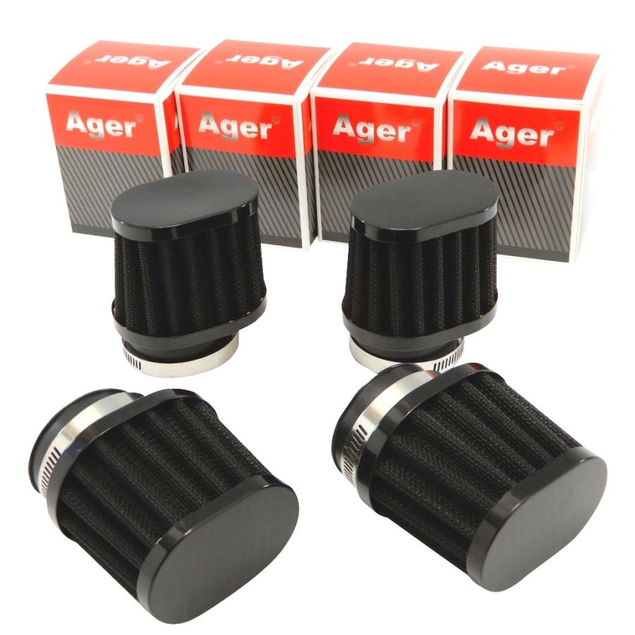パワーフィルター 48mm オーバル 4個 黒 カワサキ 650W1,GPZ400F,KH250 
