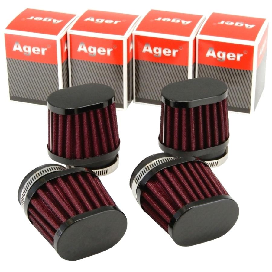パワーフィルター 50mm オーバル 4個 黒x赤 500SS,750SS,ゼファー400