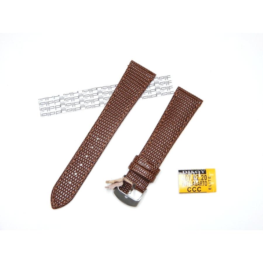 スペイン Diloy 20mm トカゲ型押し カーフスキン レザー 腕時計ベルト 407Komodo エリート 本革(ダークブラウン) | 