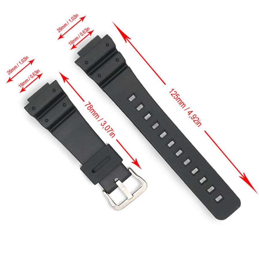 互換品 Diloy 16mm カシオ 腕時計ベルト DW-6630,DW-6695,DW-6900,DW-6000,DW-6600,DW-5300,DW-5900,DW-6000,DW-6100,DW-6100 |  | 01