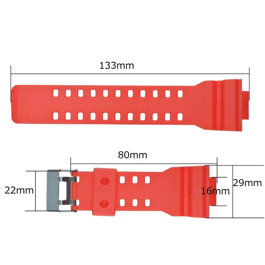 互換品 G-SHOCK 時計 ベルト バンド 16mm GA-100,GA-110,GD-120,GA-300,GA-120,GA-200,GA-150,GD-100,GW-8900,GR-8900 つや消し レッド 赤 |  | 02