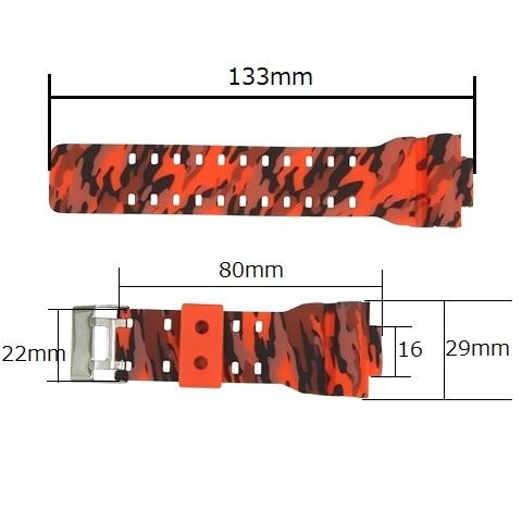互換品 G-SHOCK 時計 ベルト バンド 16mm GA-100,GA-110,GD-120,GA-300,GA-120,GA-200,GA-150,GD-100,GW-8900,GR-8900 カモフラ レッド |  | 02