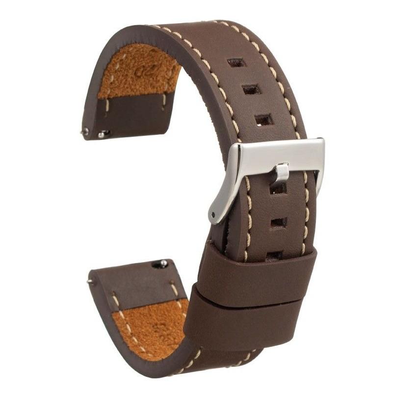 Diloy 腕時計 ベルト 22mm 本革 ロングサイズ オイルレザー バンド 384EL ヴィンテージ ダークブラウン | 