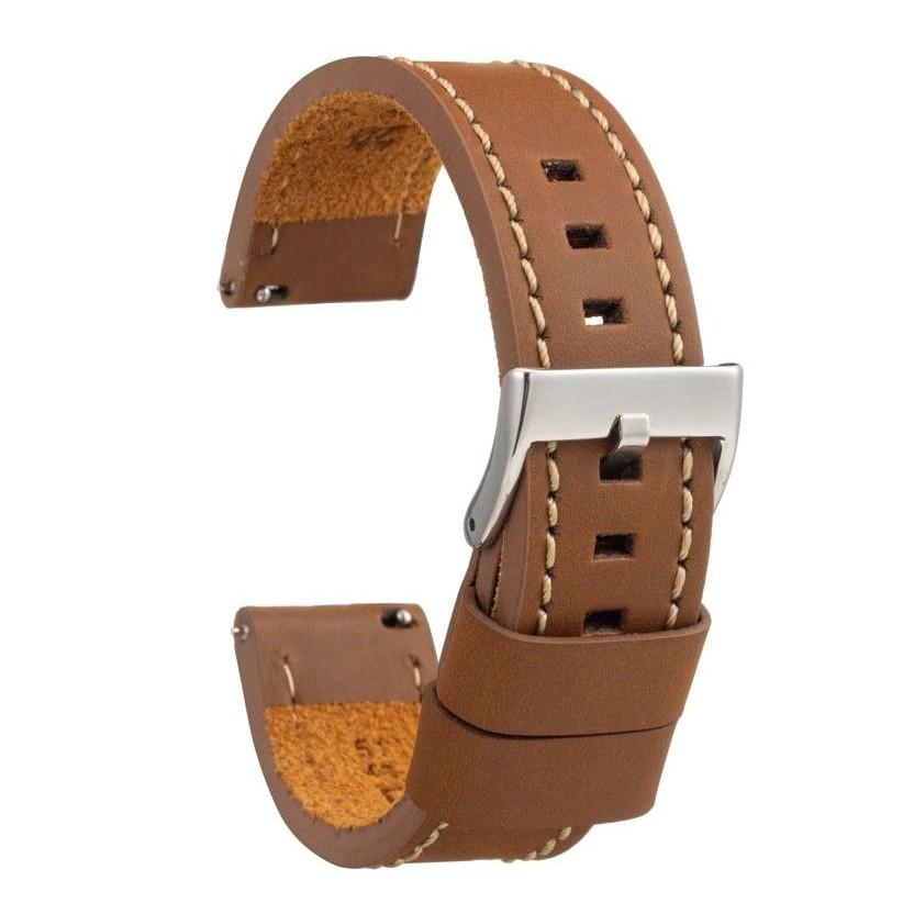 Diloy 腕時計 ベルト 22mm 本革 ロングサイズ オイルレザー バンド 384EL ヴィンテージ ライトブラウン | 