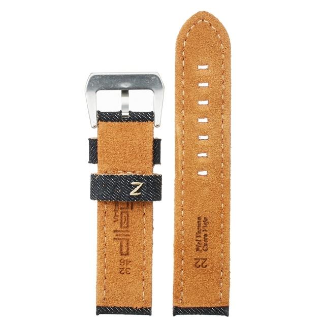 Diloy 腕時計ベルト 22mm デニム & イタリアン カーフレザー mod390 ブラック |  | 01