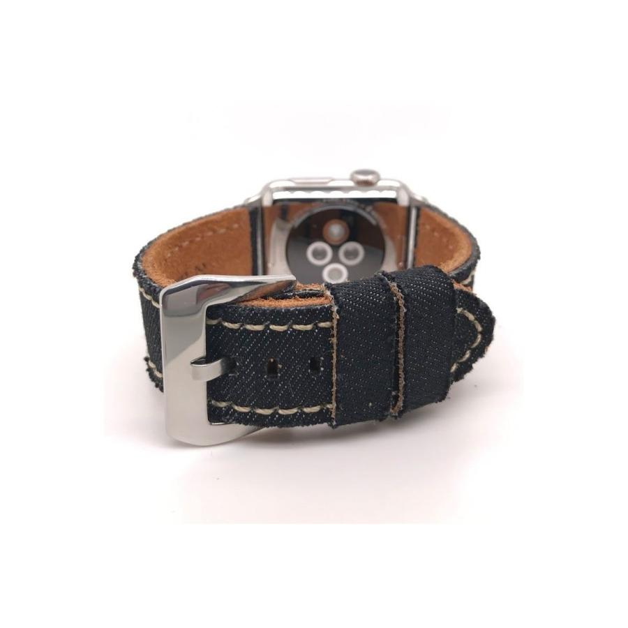 Diloy 腕時計ベルト 22mm デニム & イタリアン カーフレザー mod390 ブラック |  | 02