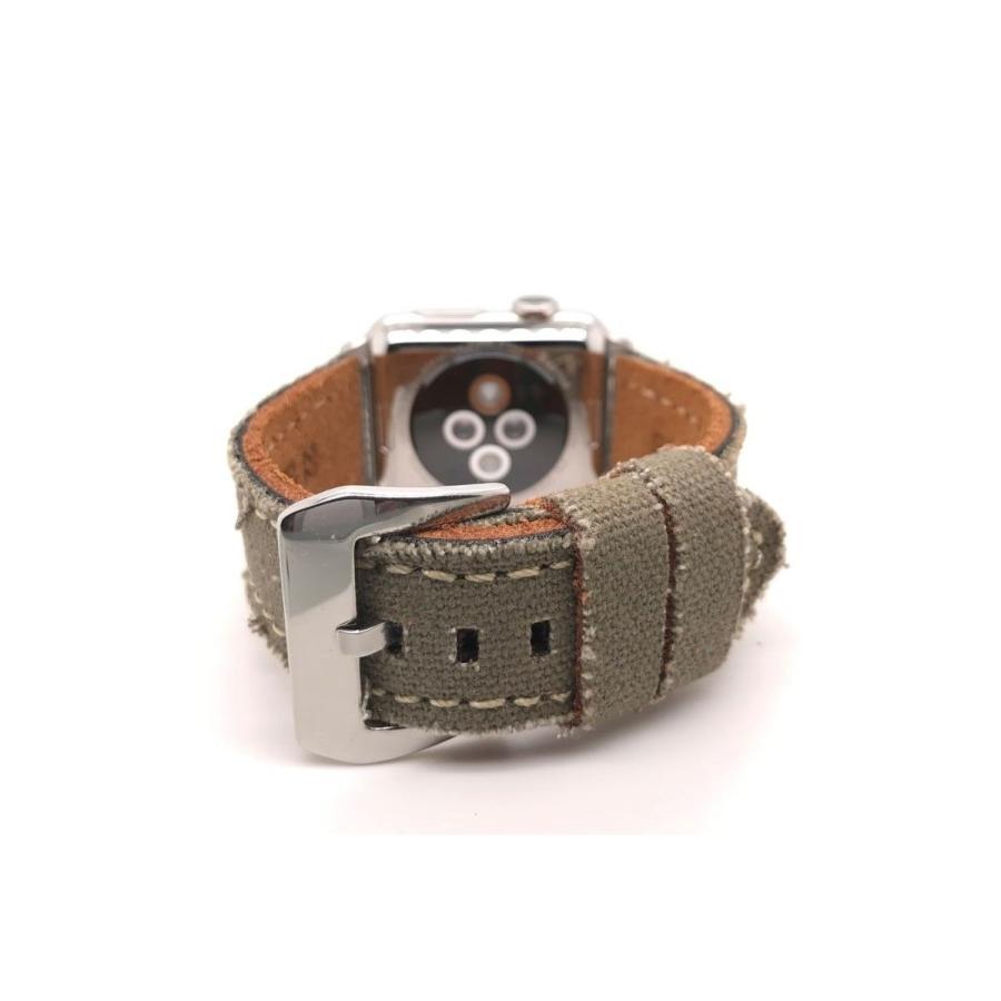 Diloy 腕時計ベルト 24mm デニム & イタリアン カーフレザー mod390 ミリタリーグリーン |  | 02