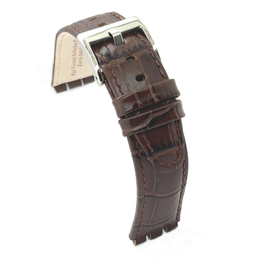互換品 Diloy Swatch スウォッチ カーフレザー 本革 腕時計ベルト バンド 19mm(23mm)用 ダークブラウン |  | 01