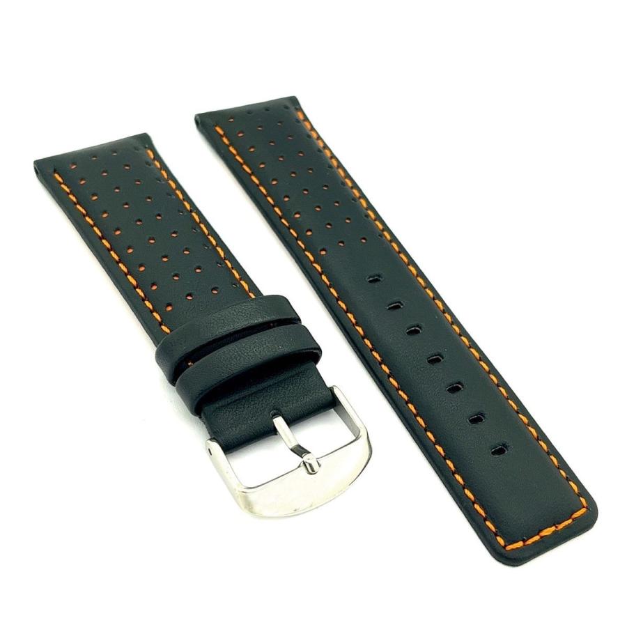 Diloy 腕時計ベルト 20mm イタリアン カーフレザー ステッチ  Ref.367 本革 バンド ブラック |  | 01