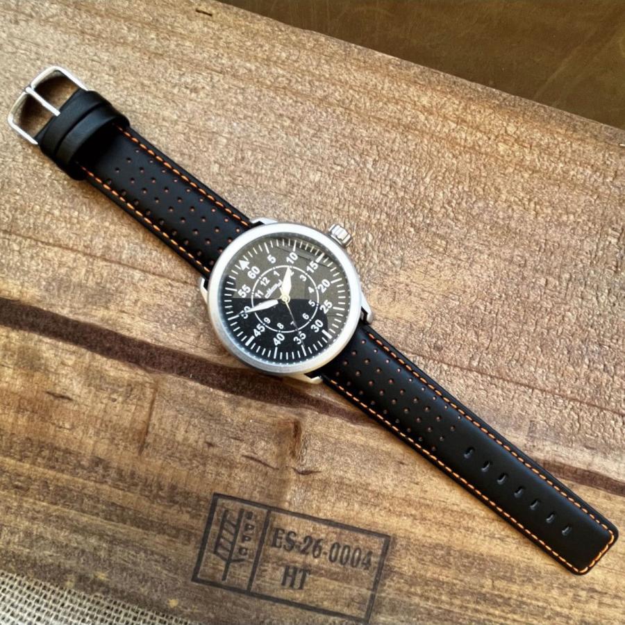 Diloy 腕時計ベルト 20mm イタリアン カーフレザー ステッチ  Ref.367 本革 バンド ブラック |  | 03