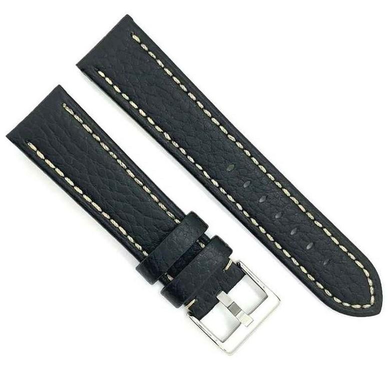 Diloy 腕時計 ベルト カーフレザー ステッチ フラットモデル Ref.376 ブラック 22mm |  | 01