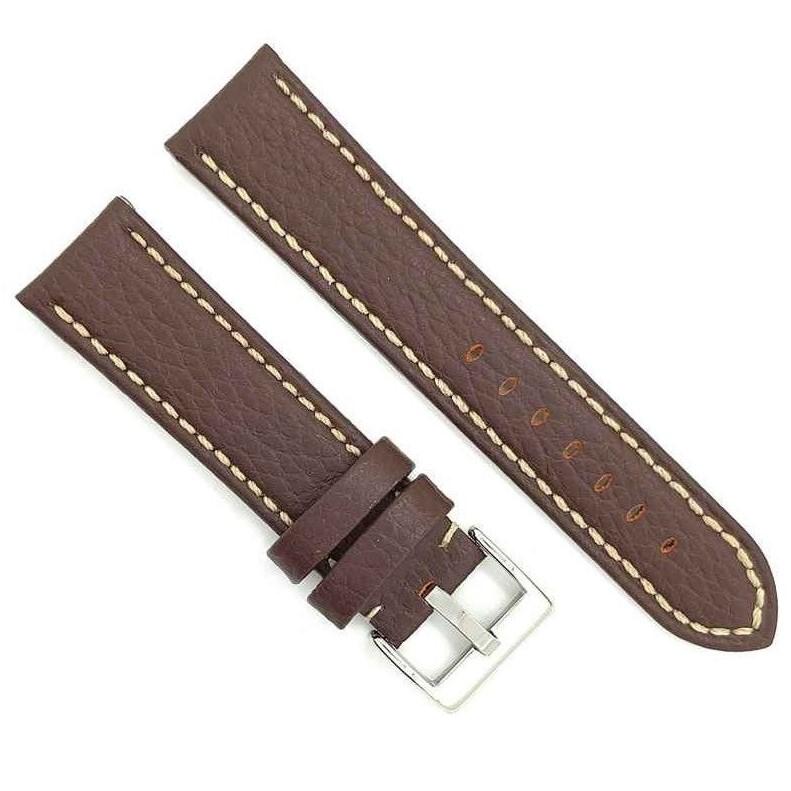 Diloy 腕時計 ベルト カーフレザー ステッチ フラットモデル Ref.376 ダークブラウン 22mm |  | 01