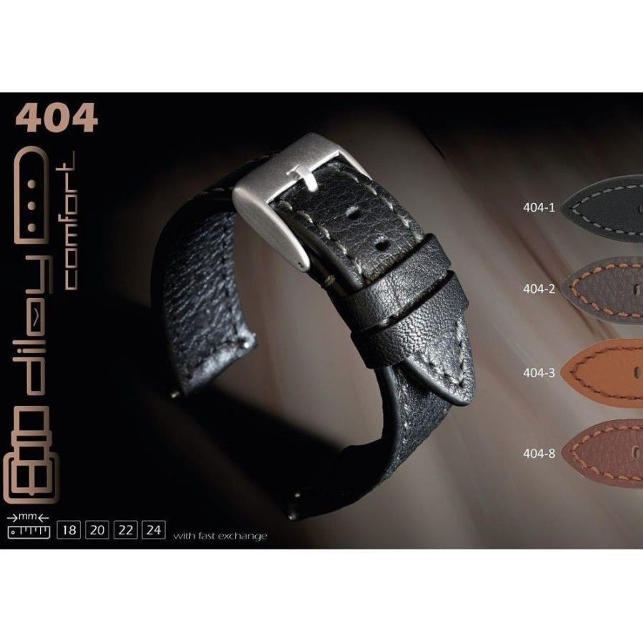 Diloy 腕時計 ベルト スムース カーフレザー Ref.404 ブラック 22mm |  | 02