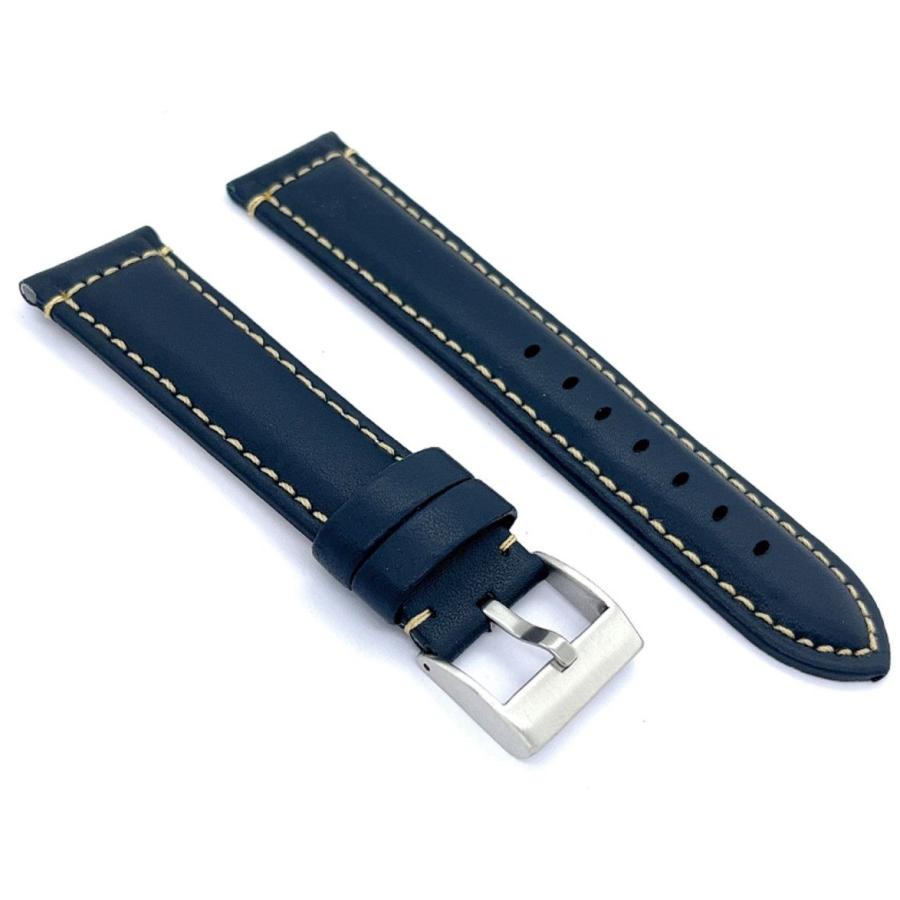 腕時計 ベルト 本革 22mm レザー バンド Diloy P354エリート ネイビーブルー |  | 01