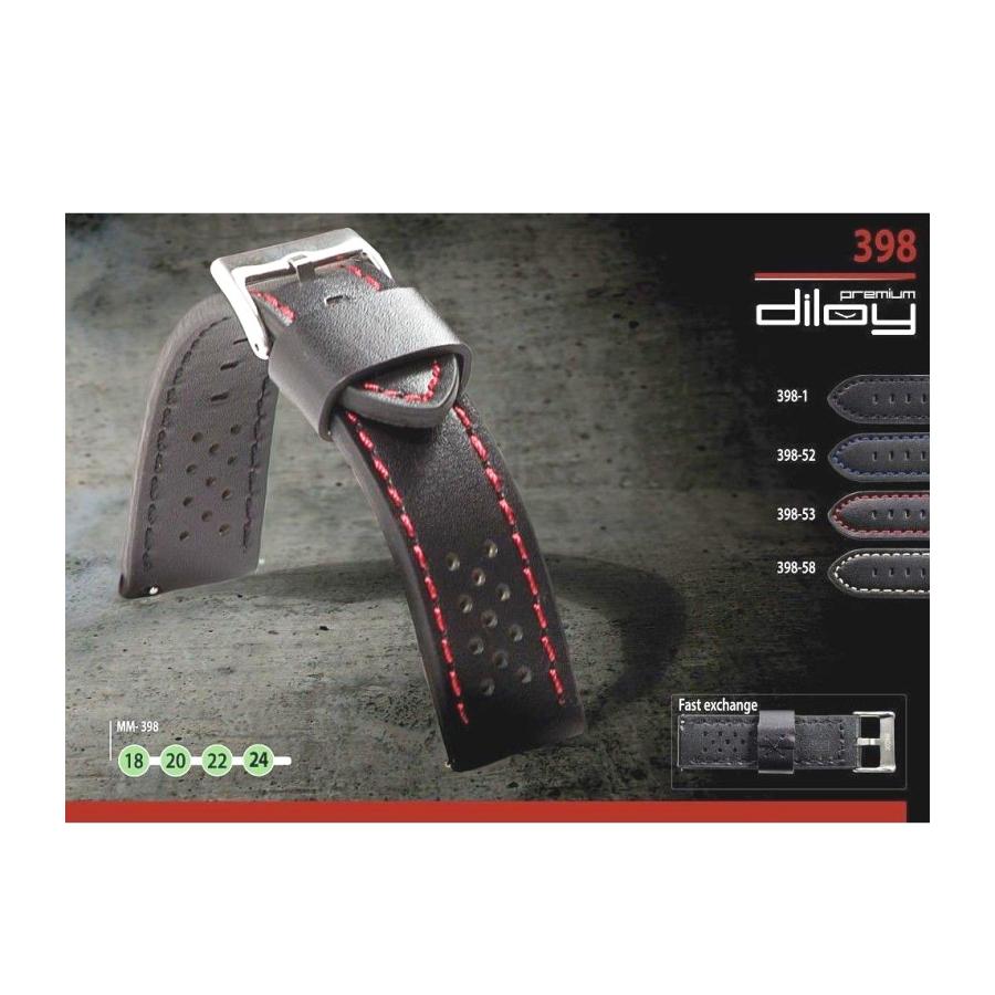 Diloy 腕時計ベルト 18mm イタリア カーフレザー 本革  バンド  プレミアム ヴィンテージスタイル398 ブラック&ブルー |  | 02