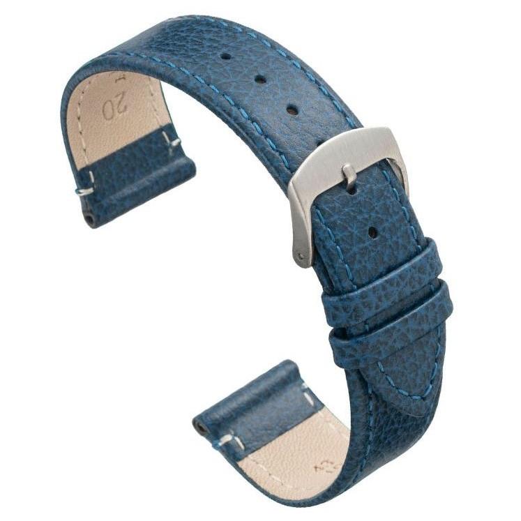 Diloy 腕時計ベルト 20mm イタリアン カーフレザー ステッチ Ref.86フラット 本革 バンド ネイビーブルー | 