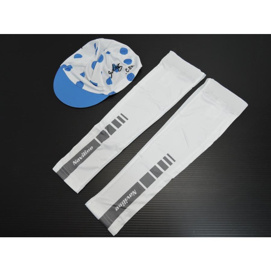 半メッシュ サマー アームカバー 日焼け防止 サイクリング Mサイズ 白 キャップ付き 自転車 | 