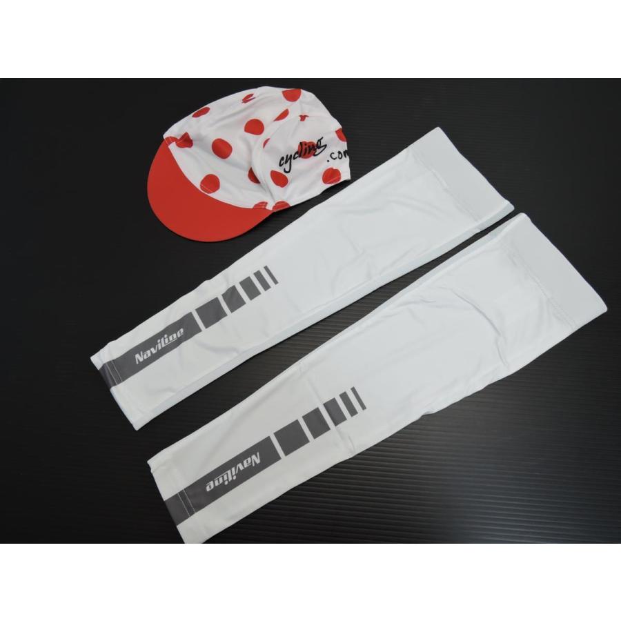 半メッシュ サマー アームカバー 日焼け防止 サイクリング Lサイズ 白 キャップ付き 自転車 | 