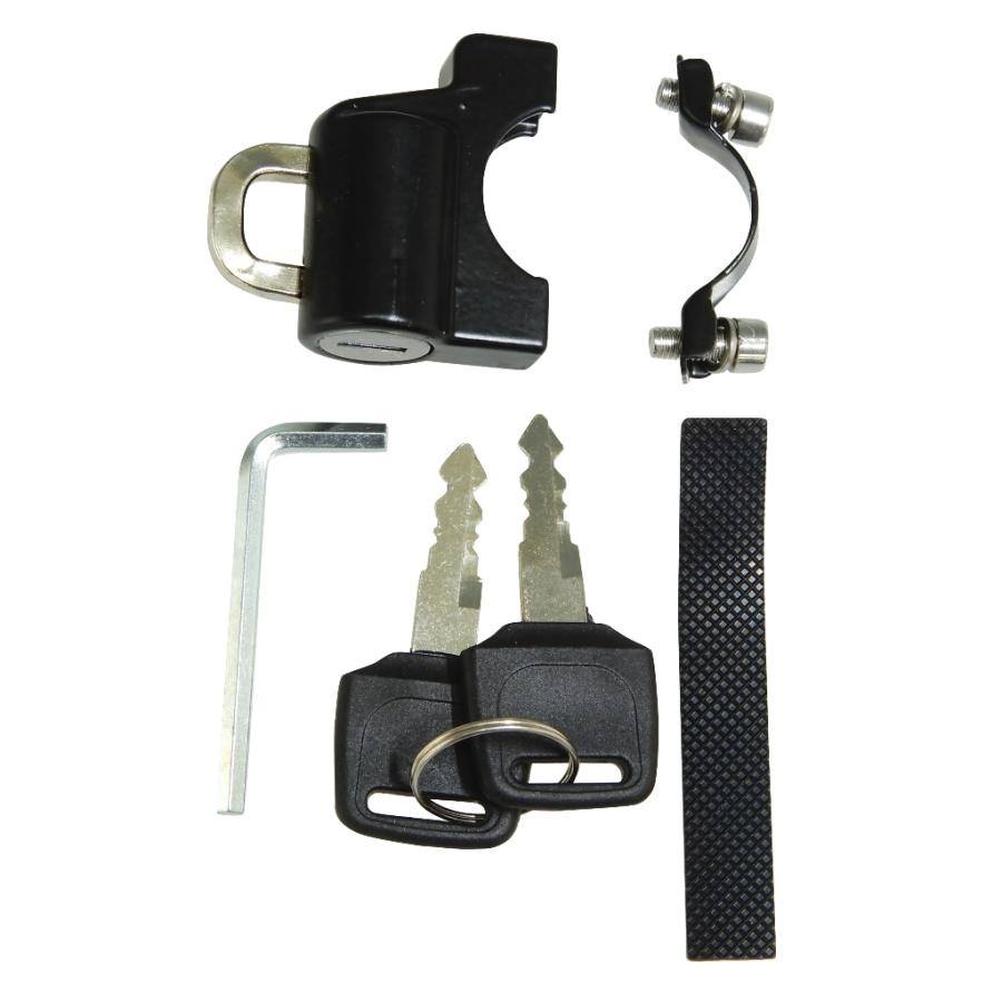 ヘルメット 盗難防止ロック  頑丈な亜鉛合金製  ホルダー キー2本付き バイク 自転車 オートバイ |  | 02