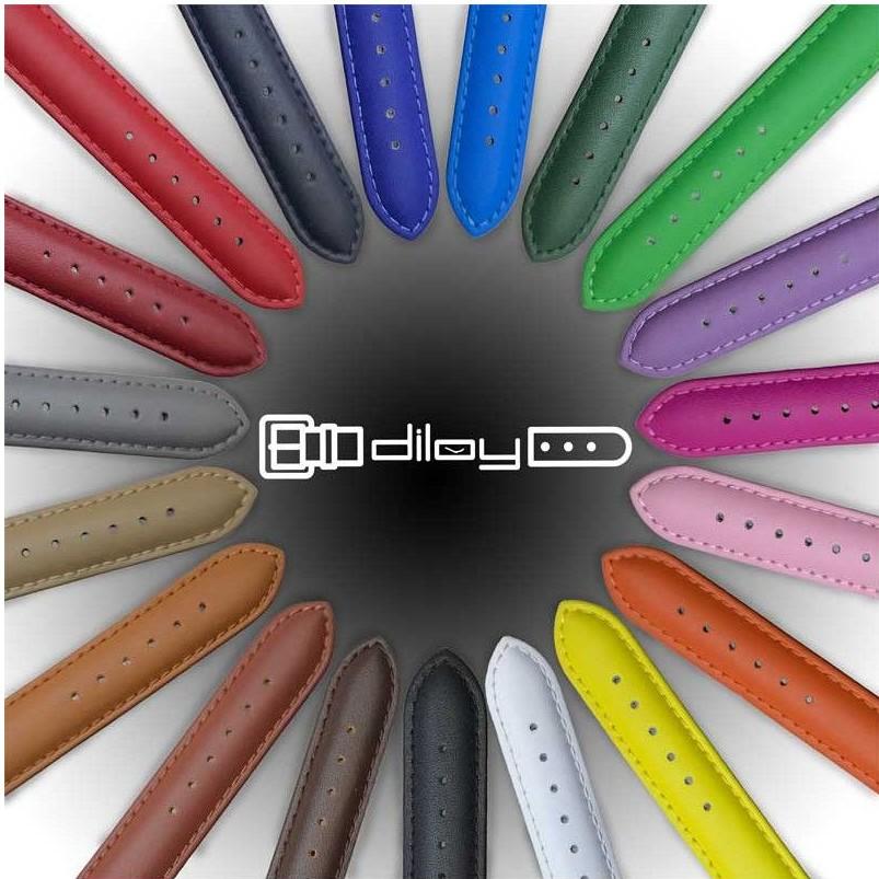 Diloy 腕時計 ベルト 30mm 本革 幅広 ワイド レザー バンド 302EA マリンブルー |  | 02