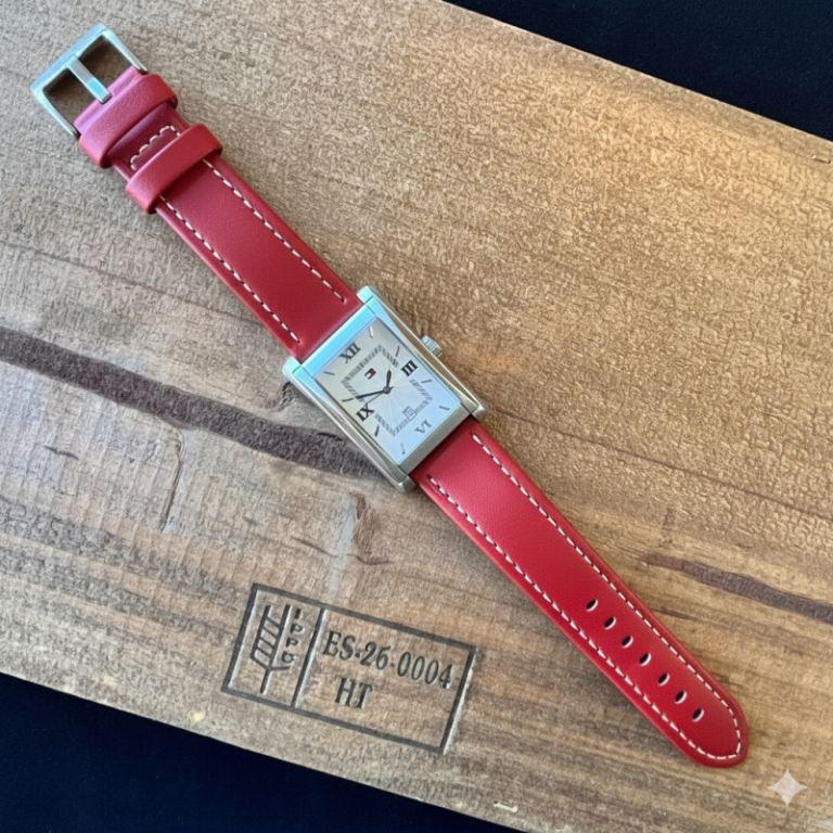 Diloy 腕時計 ベルト 22mm オイルドカーフレザー 本革 ステッチ レッド |  | 02