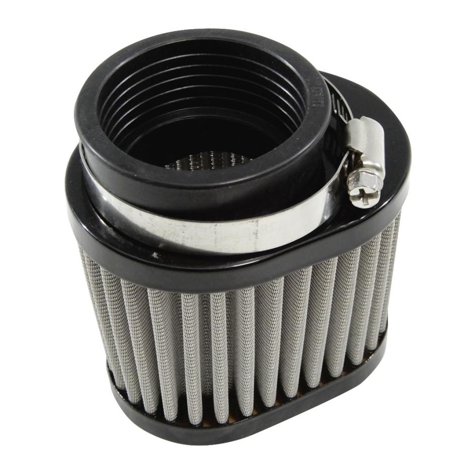 パワーフィルター 48mm バイク オーバル ステンレスxブラック 4個 650W1 GPZ400F KH250 KH400 KZ1000 KZ900 Z1 Z2 Z1000MK2 Z250FT Z400FX Z400GP Z650 Z750FX