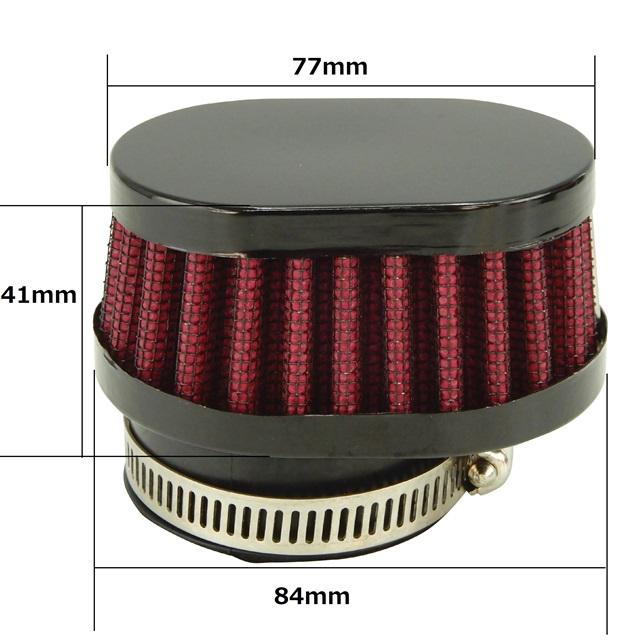 パワーフィルター 48mm バイク オーバル ショート 黒x赤 4個 CB400F 