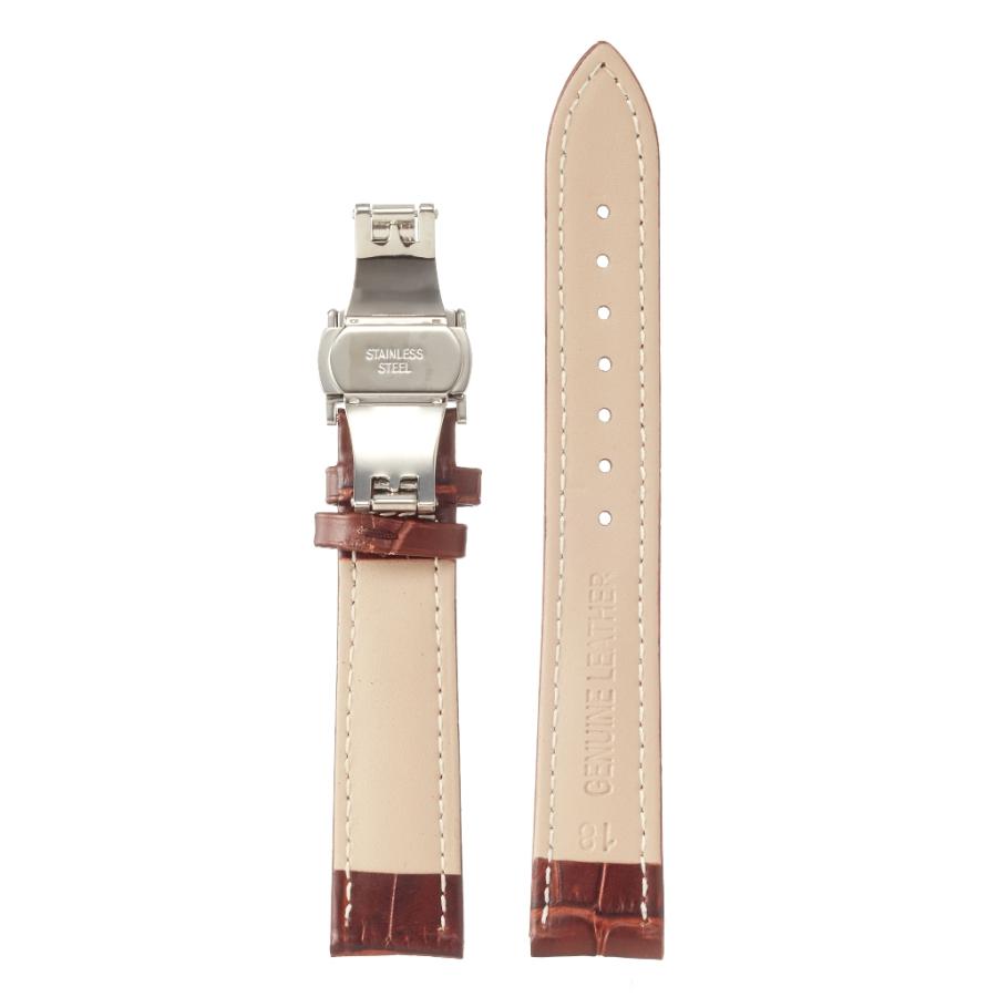 腕時計 ベルト 本革 18mm Dバックル レザー バンド ブラウン バネ棒 工具付き |  | 01