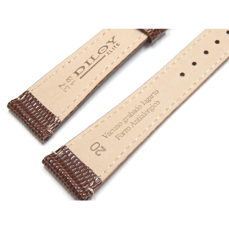 腕時計 ベルト 本革 カーフスキン 20mm トカゲ型押し レザー バンド Diloy 407Komodoエリート ダークブラウン |  | 02