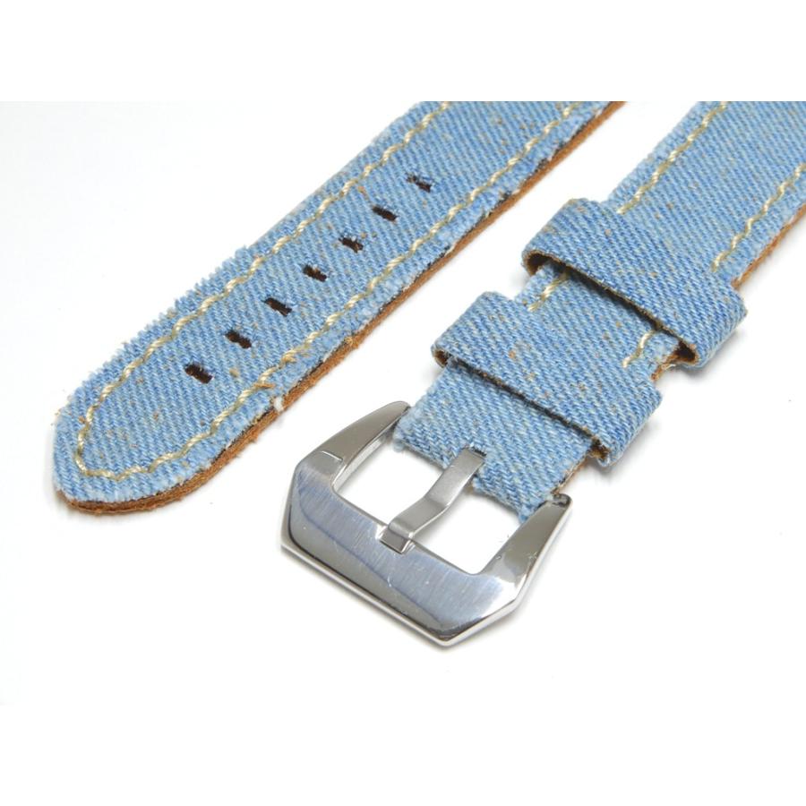 腕時計 ベルト 20mm 本革 手縫い デニム レザーバンド Diloy ビンテージ390 スカイブルー |  | 01