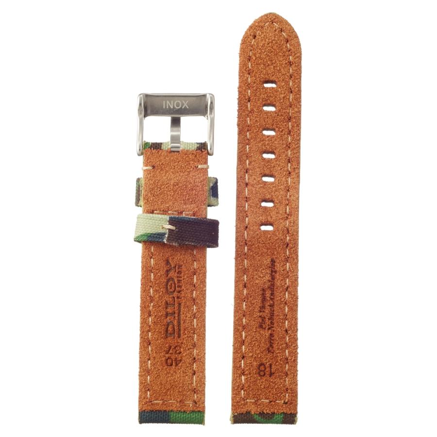腕時計 ベルト 本革 18mm レザー バンド Diloy 370ファッション カモフラージュ グリーン |  | 01
